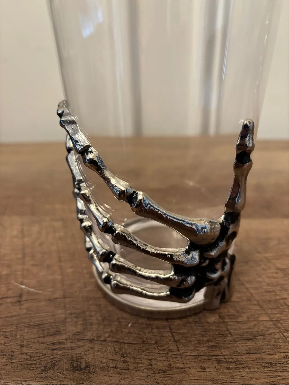 Silver Skeleton Hand Accent Highball Glasses - Pottery Barn Set of 2